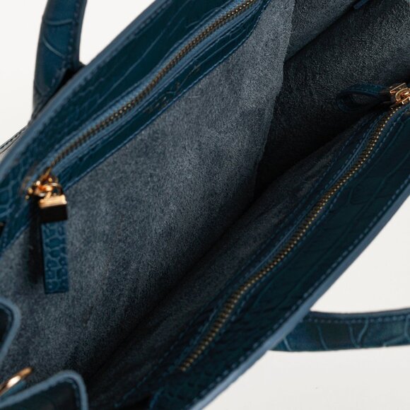 Teddy Blake Kate Croco 12" Blue Leather Tote - Picture 10 of 11